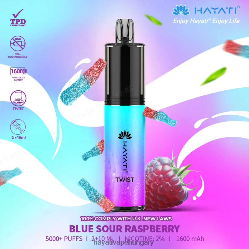 Hayati Twist egyszer használatos kék savanyú málna P2LLJ465 - Hayati Flavour List