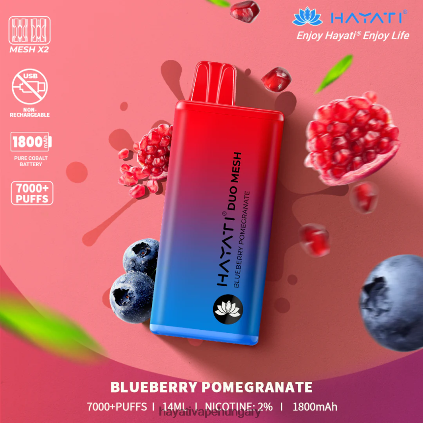Hayati Duo Mesh egyszer használatos áfonyás gránátalma P2LLJ4186 - Hayati Flavour Vapes