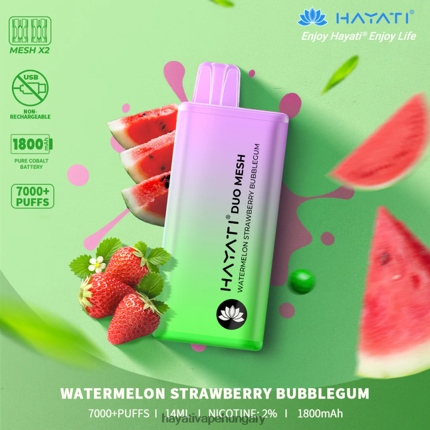 Hayati Duo Mesh egyszer használatos görögdinnye eper rágógumi P2LLJ4192 - Hayati
