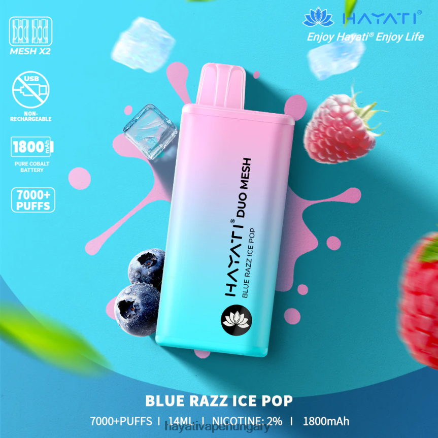 Hayati Duo Mesh egyszer használatos kék razz jégpofa P2LLJ4166 - Hayati Flavour Vapes