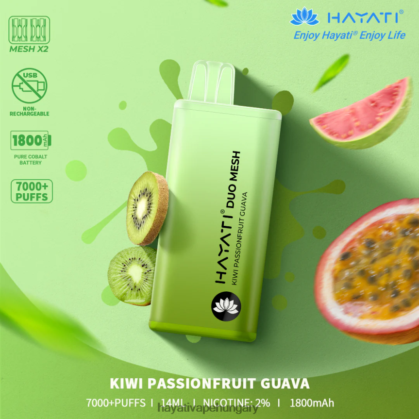 Hayati Duo Mesh egyszer használatos kivi passionfruit guava P2LLJ4173 - Hayati Vape Hungary