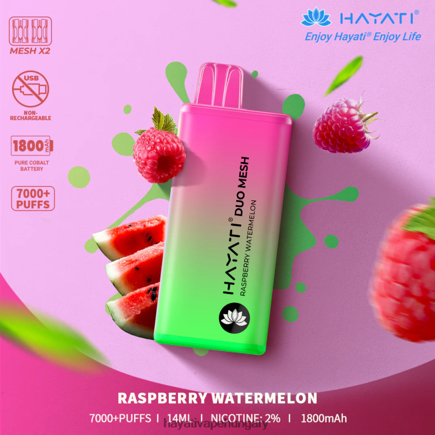 Hayati Duo Mesh egyszer használatos málnás görögdinnye P2LLJ4178 - Hayati Vapes Wholesale
