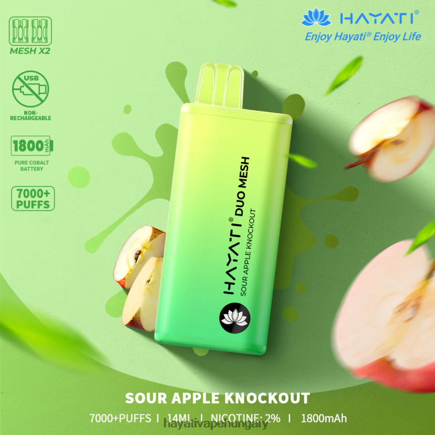 Hayati Duo Mesh egyszer használatos savanyú alma kiütés P2LLJ4180 - Hayati Pro Max