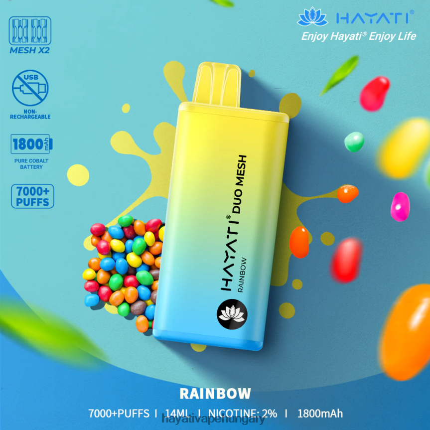 Hayati Duo Mesh egyszer használatos szivárvány P2LLJ4176 - Hayati Flavour Vapes