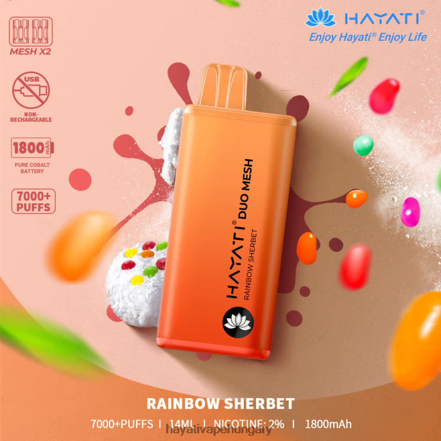 Hayati Duo Mesh egyszer használatos szivárvány zserbét P2LLJ4177 - Hayati Vape Company