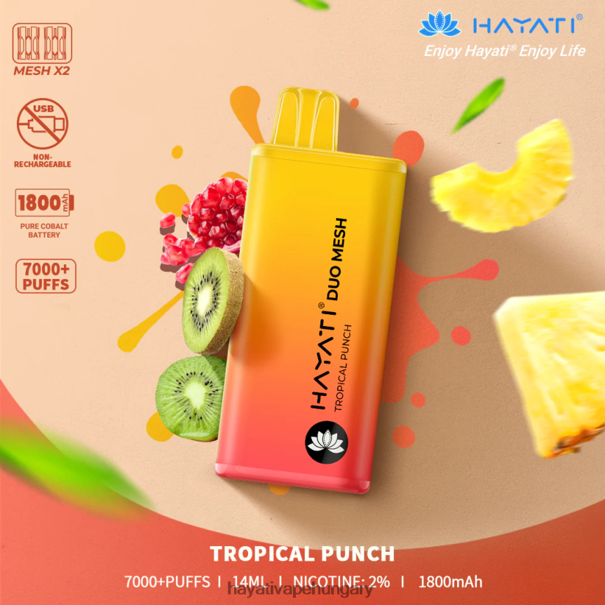 Hayati Duo Mesh egyszer használatos trópusi puncs P2LLJ4184 - Hayati Vape Flavours