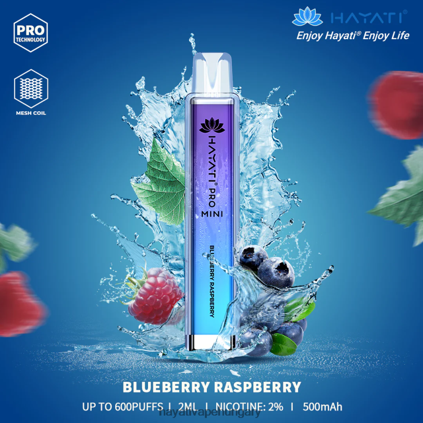 Hayati Pro Mini egyszer használatos áfonyás málna P2LLJ46 - Hayati Flavour Vapes