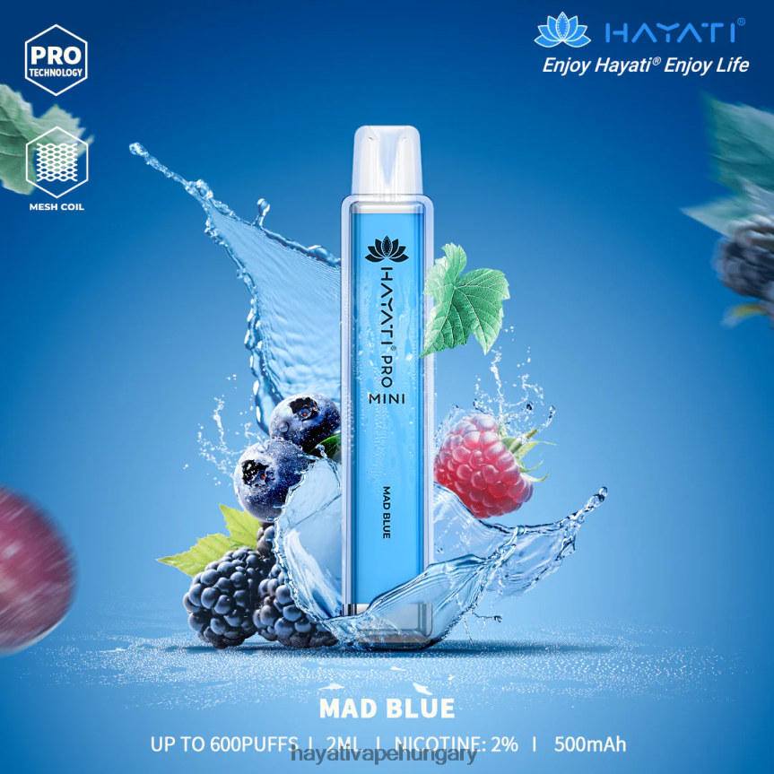 Hayati Pro Mini egyszer használatos őrült kék P2LLJ415 - Hayati Flavour List
