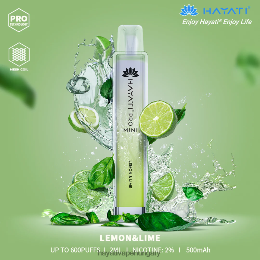 Hayati Pro Mini egyszer használatos zöld citrom P2LLJ414 - Hayati Vape Flavours