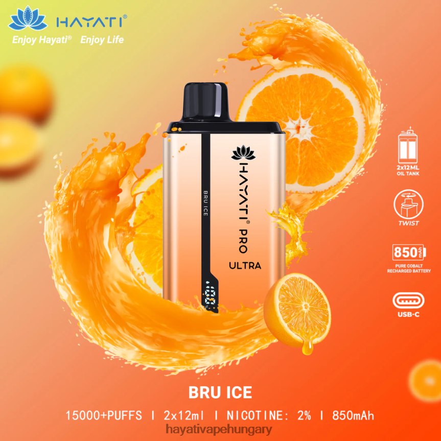 Hayati Pro Ultra eldobható 15000 puff bru jég P2LLJ4198 - Hayati Vapes Wholesale
