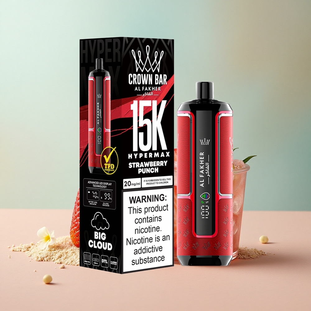 Al Fakher Crown Bar 15K Hypermax Eper Löket 22ml 600mAh Típus-C