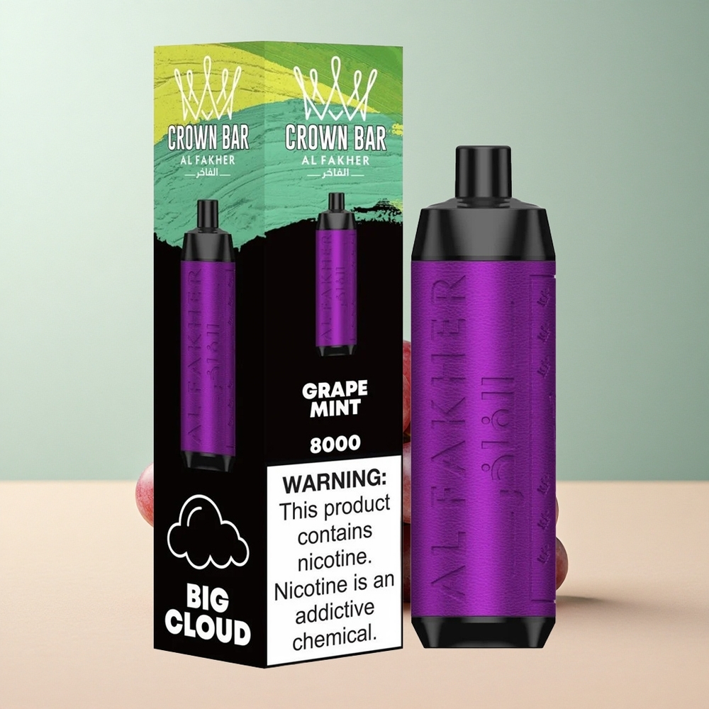 Al Fakher Crown Bar 8000 Crystal Szőlő Menta 600 mAh 18 ml Nikotin 5 mg